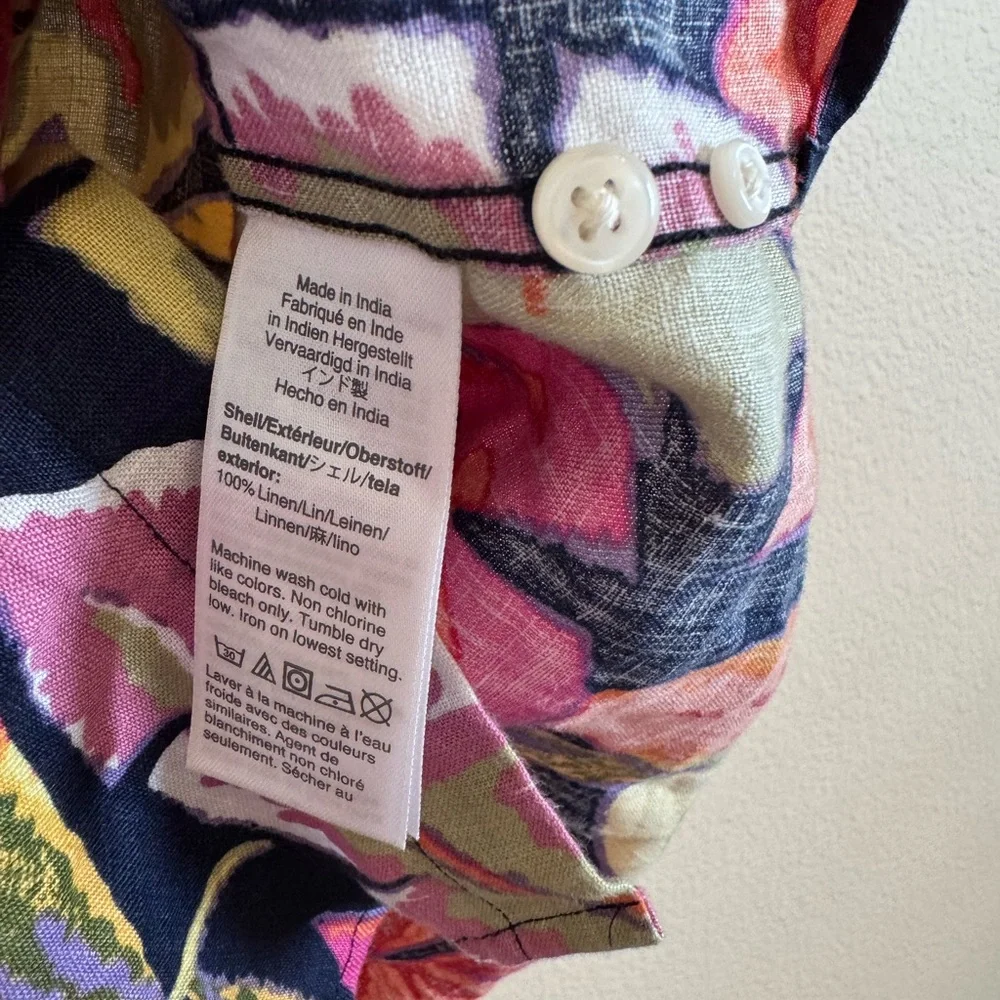 J.crew Classic Short-sleeve 100% linen shirt in tropical print Hawaii beach